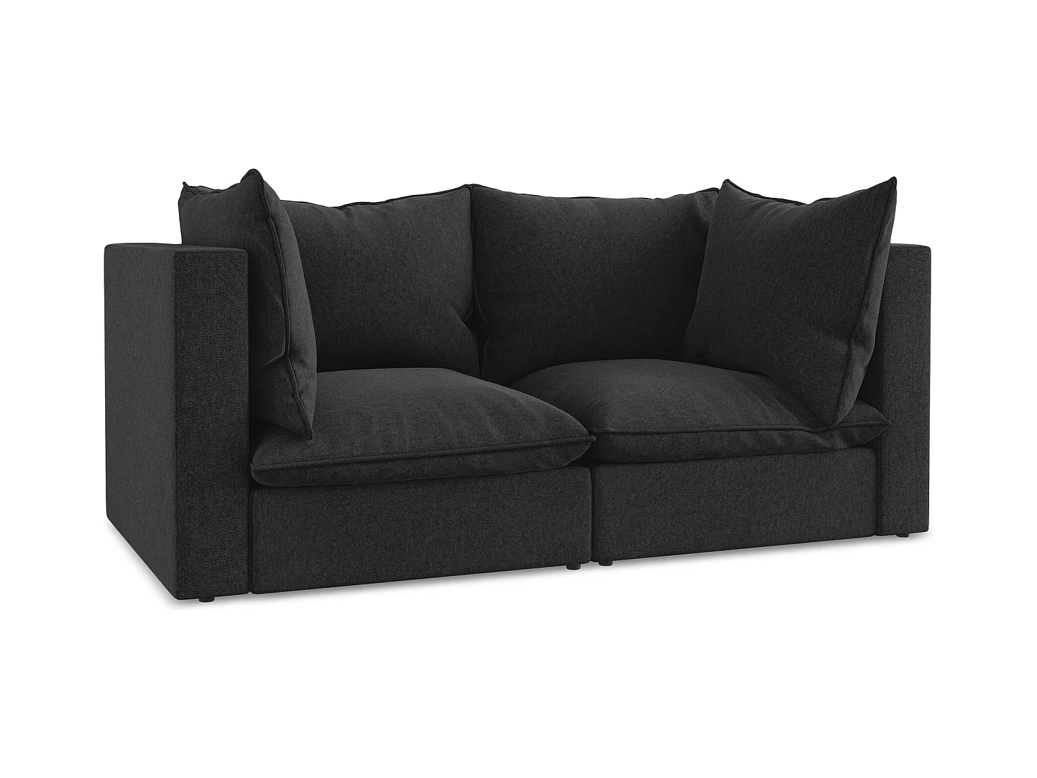 2-osobowa kanapa modułowa - z tkaniny welwetowej - czarny - MANAO