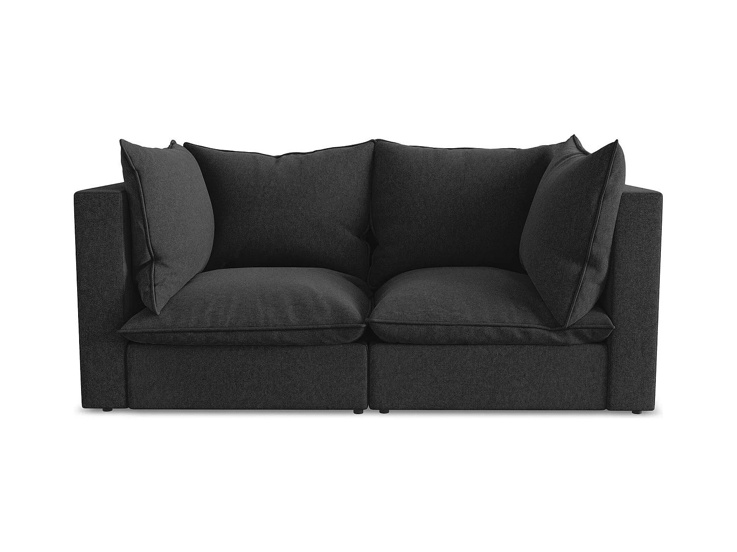 2-osobowa kanapa modułowa - z tkaniny welwetowej - czarny - MANAO