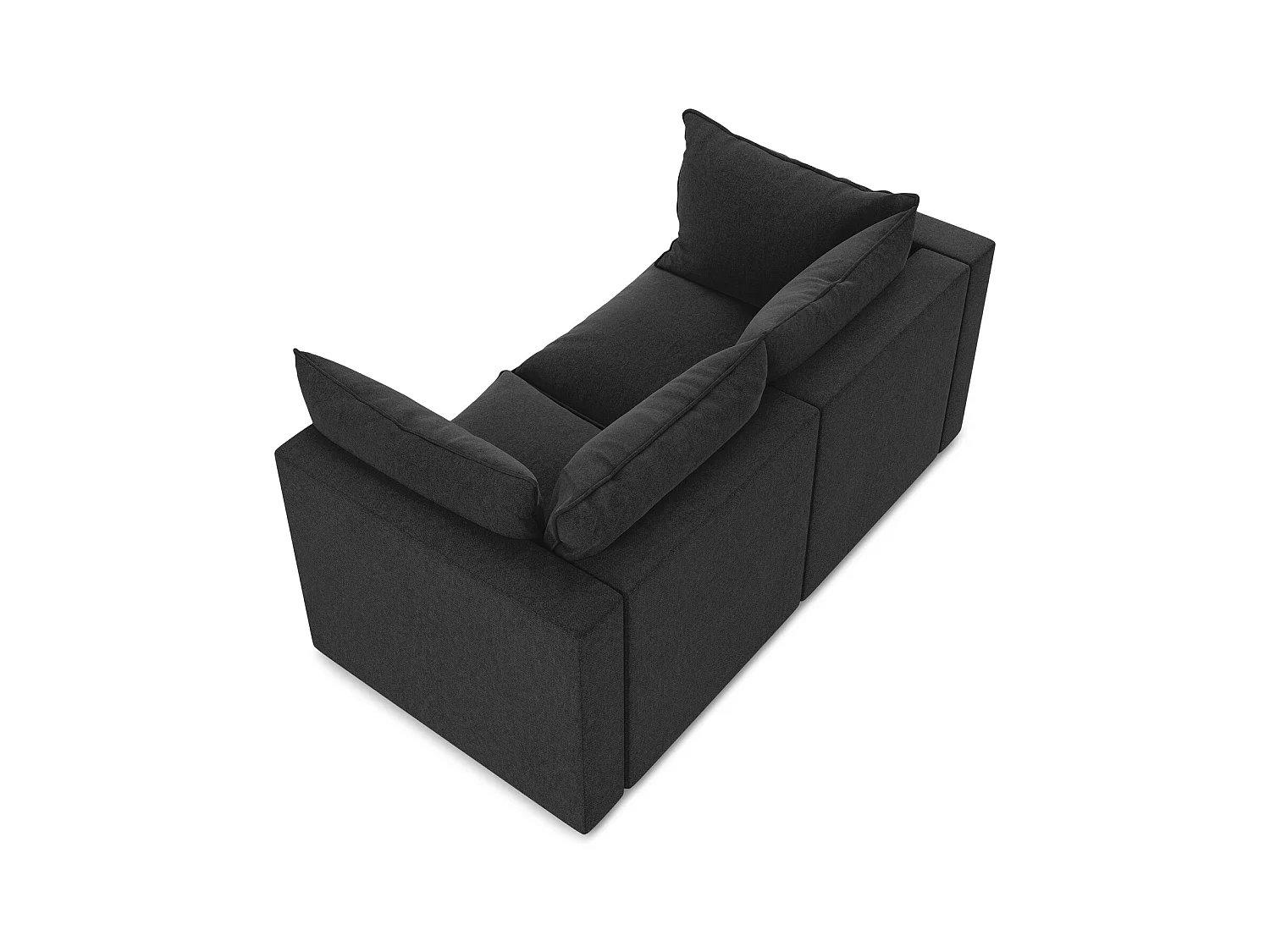 Canapé modulable 2 places en velours - noir - MANAO