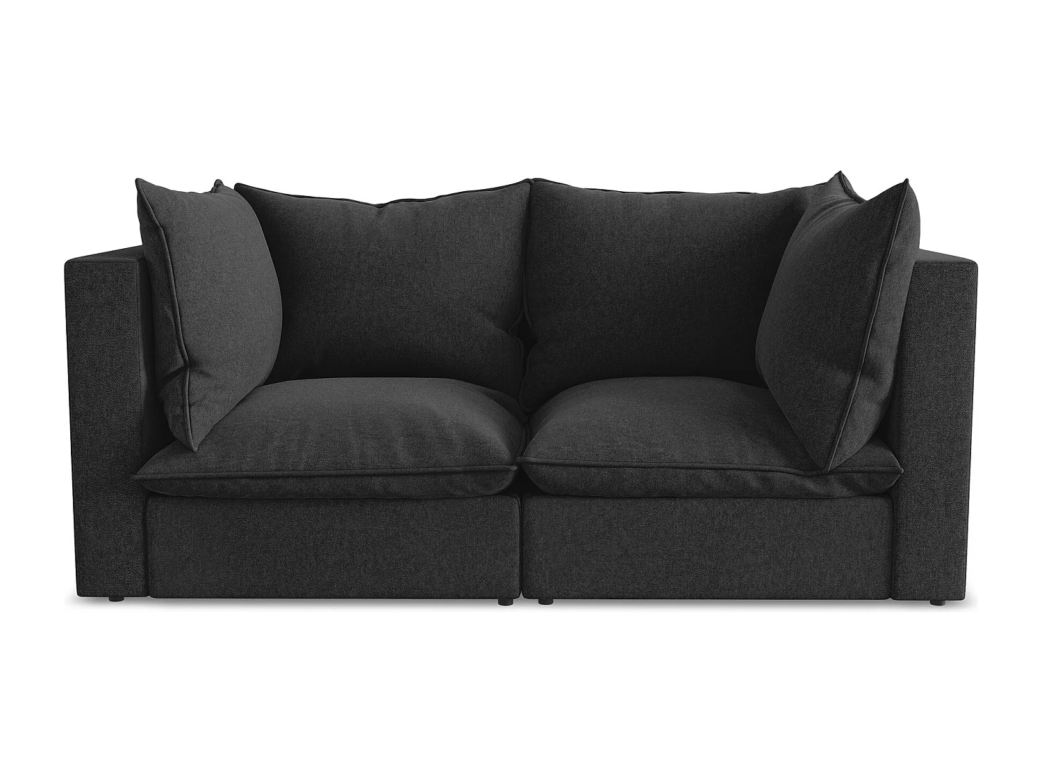 Canapé modulable 2 places en velours - noir - MANAO