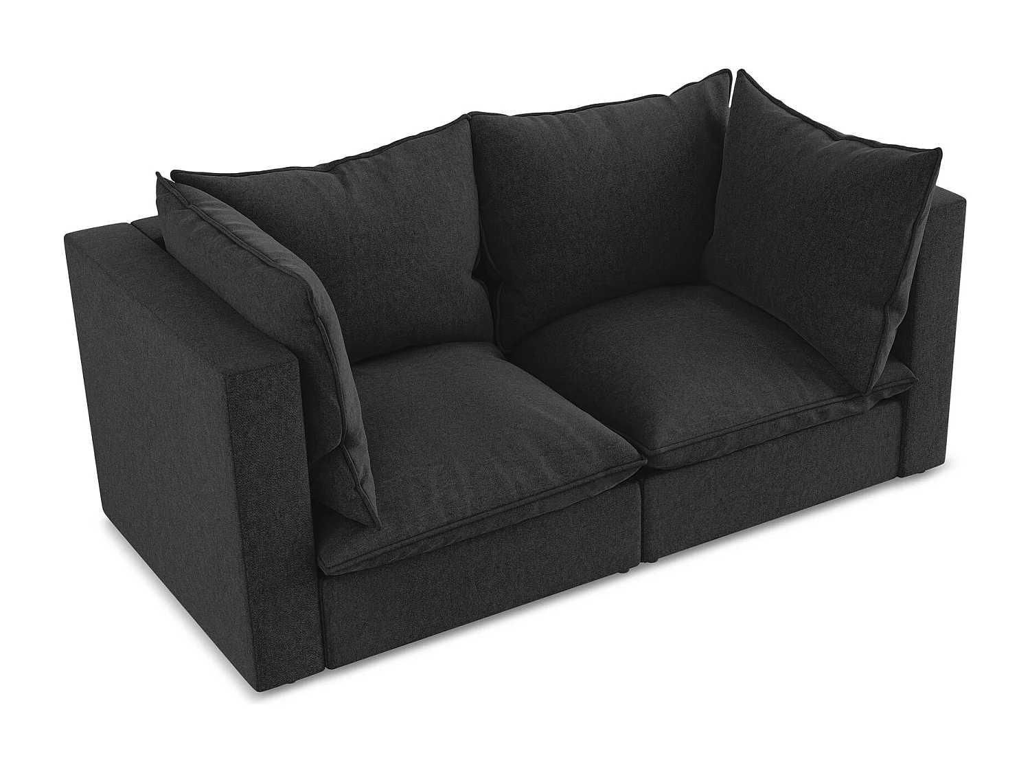 Canapé modulable 2 places en velours - noir - MANAO