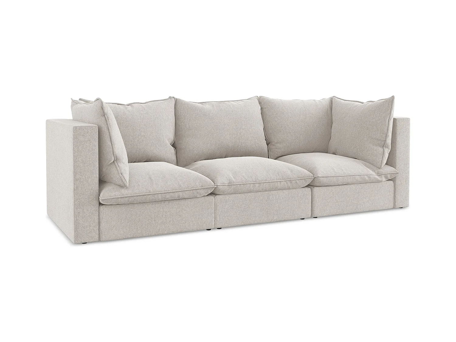 Canapé modulable 3 places en velours - beige clair - MANAO