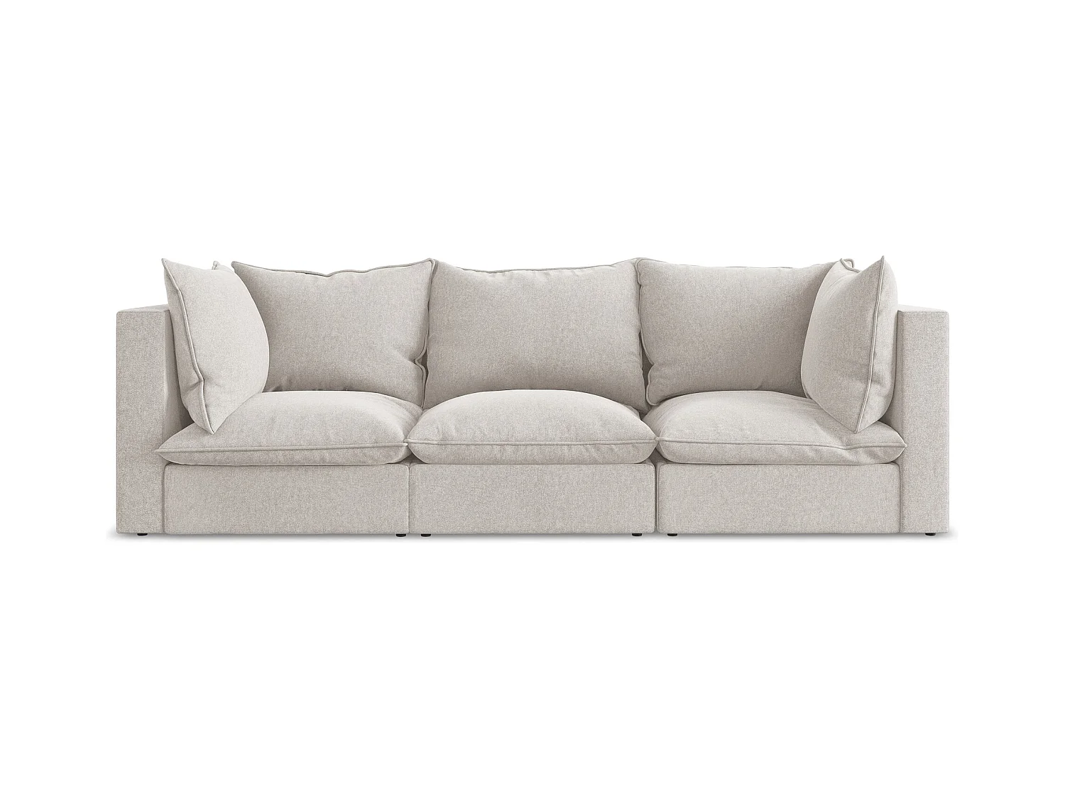 Canapé modulable 3 places en velours - beige clair - MANAO