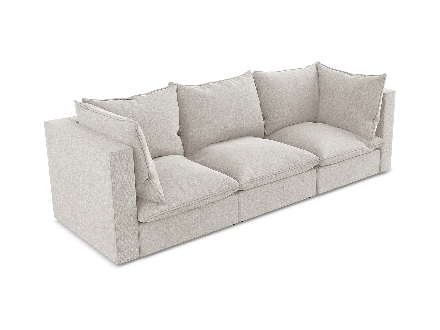 Canapé modulable 3 places en velours - beige clair - MANAO