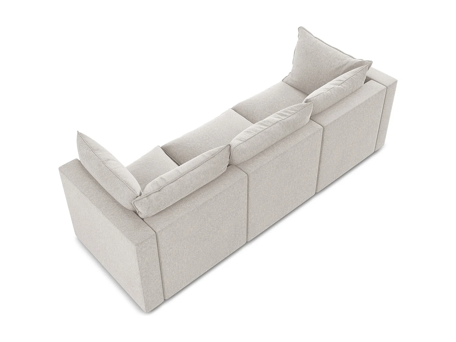 Canapé modulable 3 places en velours - beige clair - MANAO