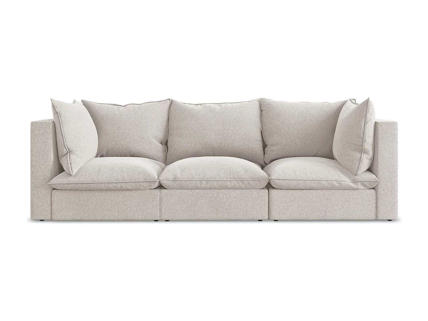 Driezits modulaire bank van lichtbeige velours - MANAO