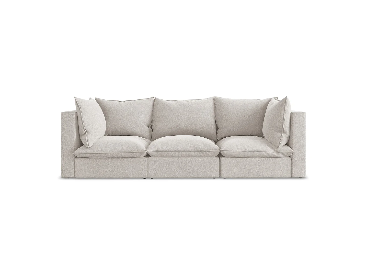 Driezits modulaire bank van lichtbeige velours - RAVENNA