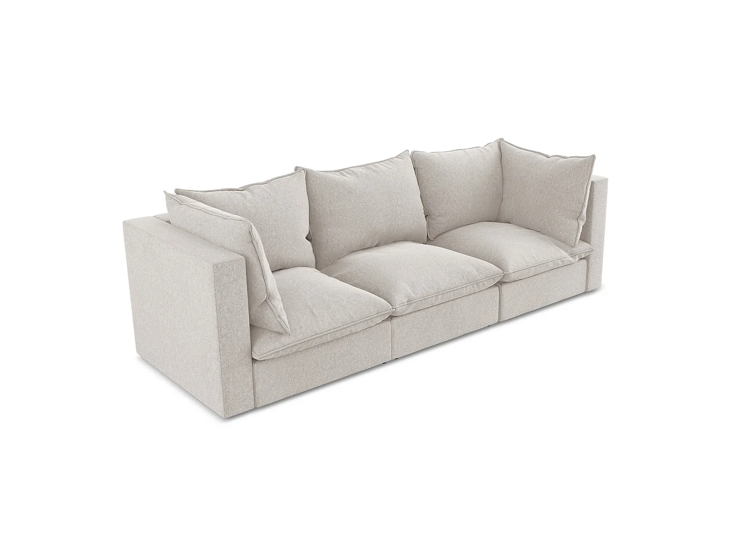 Driezits modulaire bank van lichtbeige velours - RAVENNA