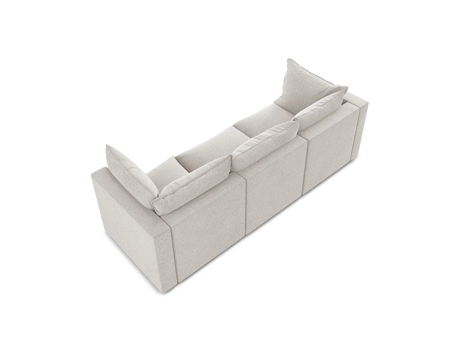 Driezits modulaire bank van lichtbeige velours - RAVENNA