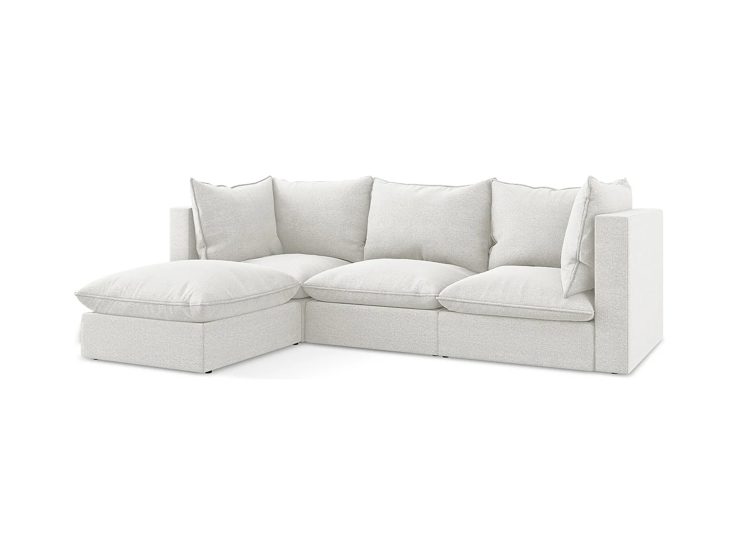 3-Sitzer Modulares Ecksofa - Ecke Links - Bouclé - Weiß - MANAO