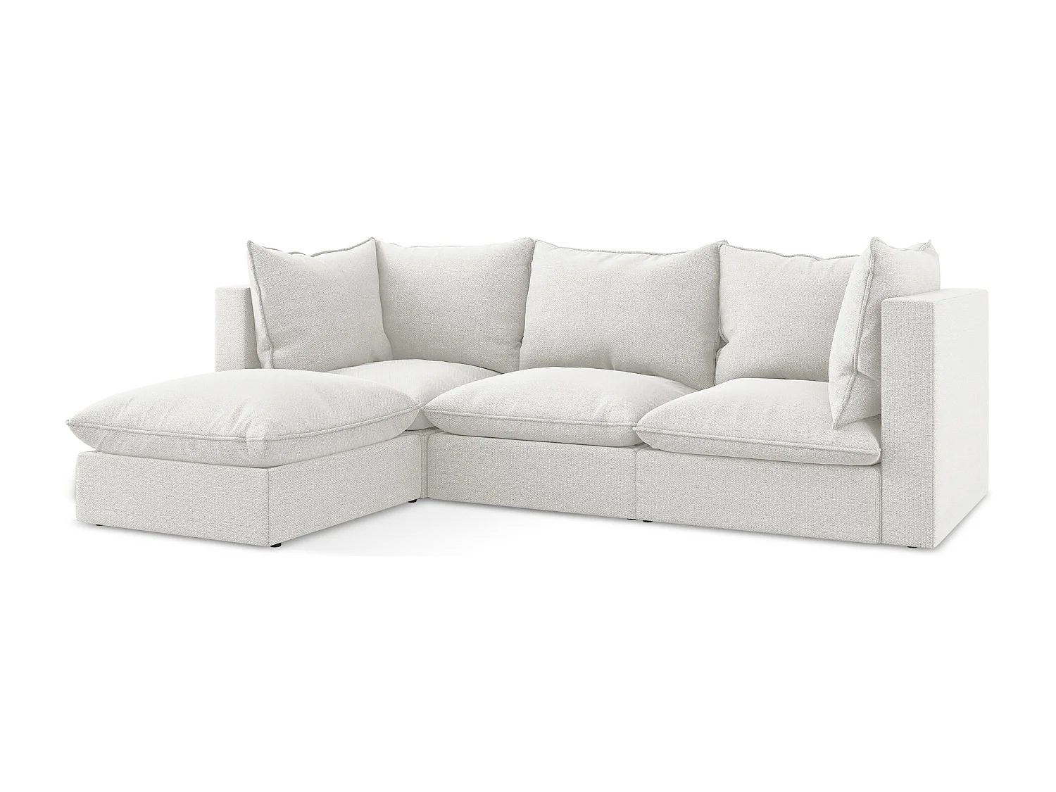 3-Sitzer Modulares Ecksofa - Ecke Links - Bouclé - Weiß - MANAO