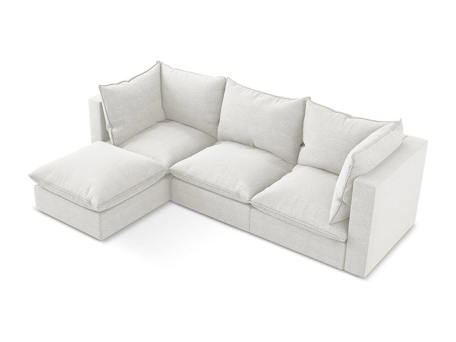 3-Sitzer Modulares Ecksofa - Ecke Links - Bouclé - Weiß - MANAO