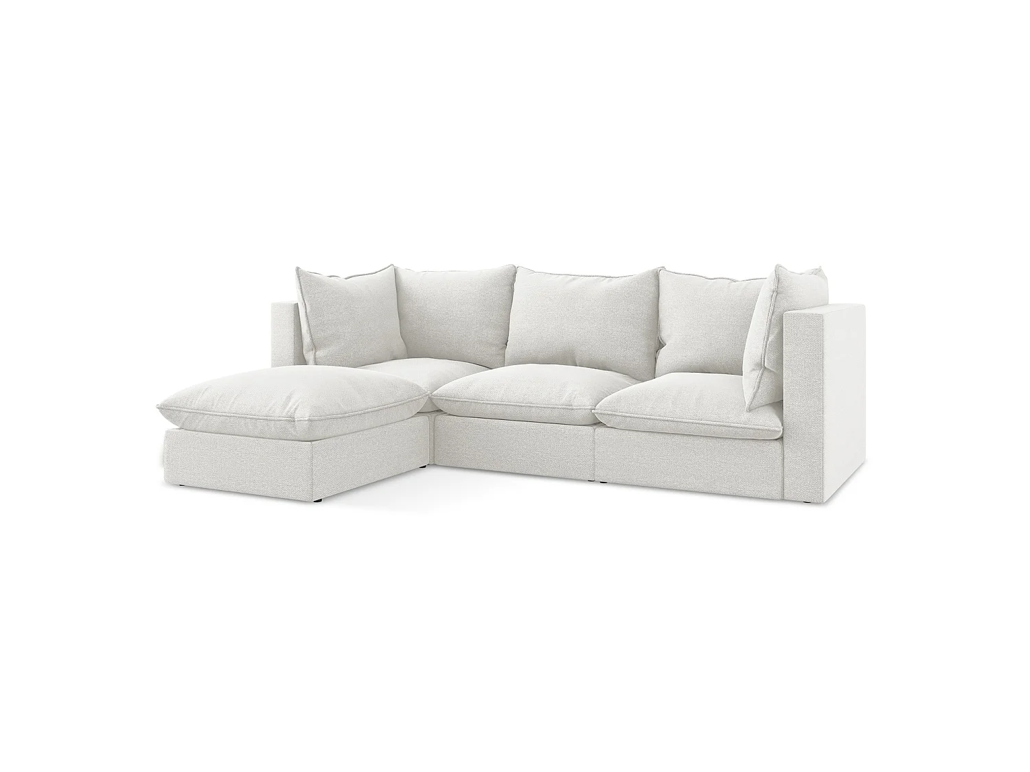 3-Sitzer Modulares Ecksofa - Ecke Links - Bouclé - Weiß - RAVENNA