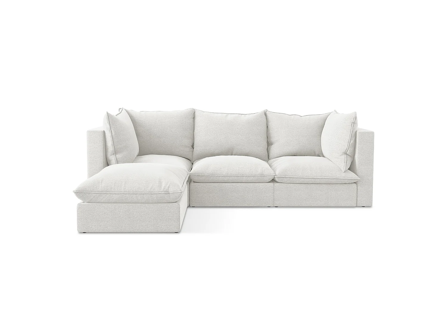 3-Sitzer Modulares Ecksofa - Ecke Links - Bouclé - Weiß - RAVENNA