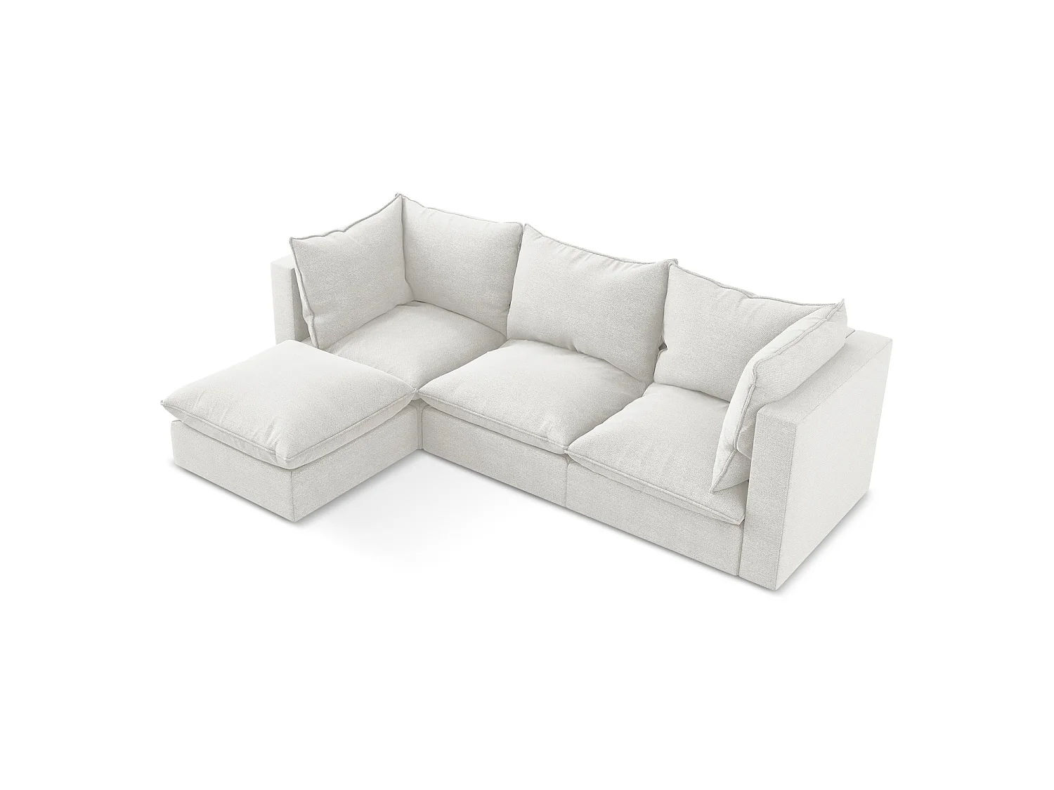 3-Sitzer Modulares Ecksofa - Ecke Links - Bouclé - Weiß - RAVENNA