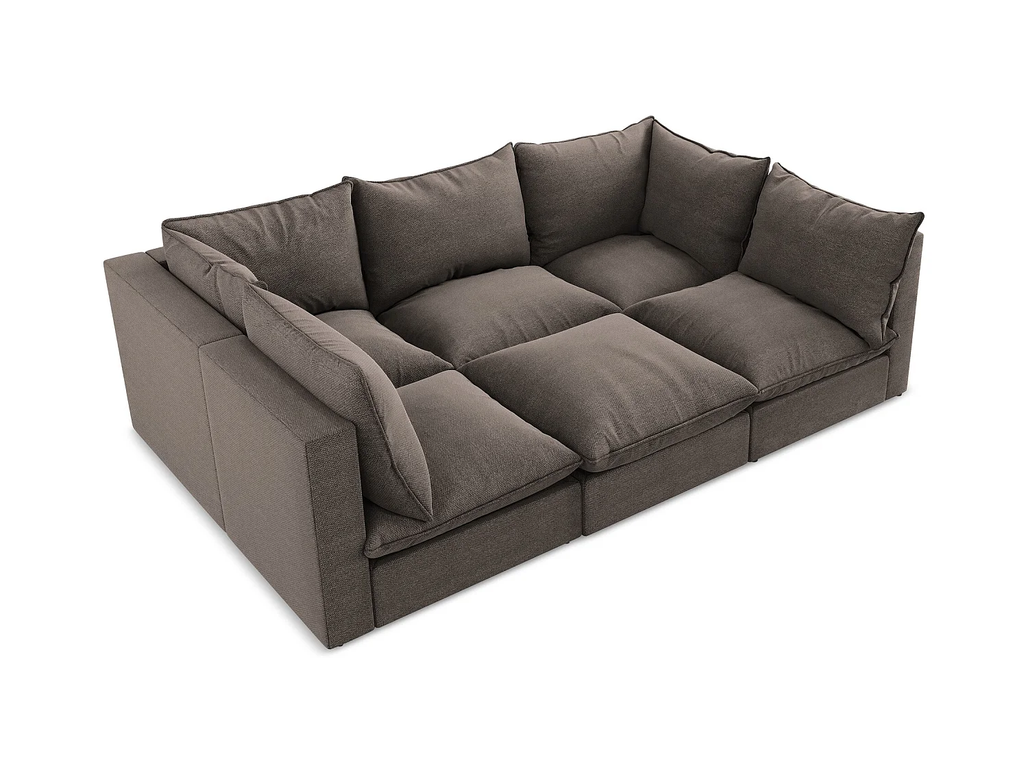 Canapé modulable 3 places en tissu bouclette - chocolat - MANAO