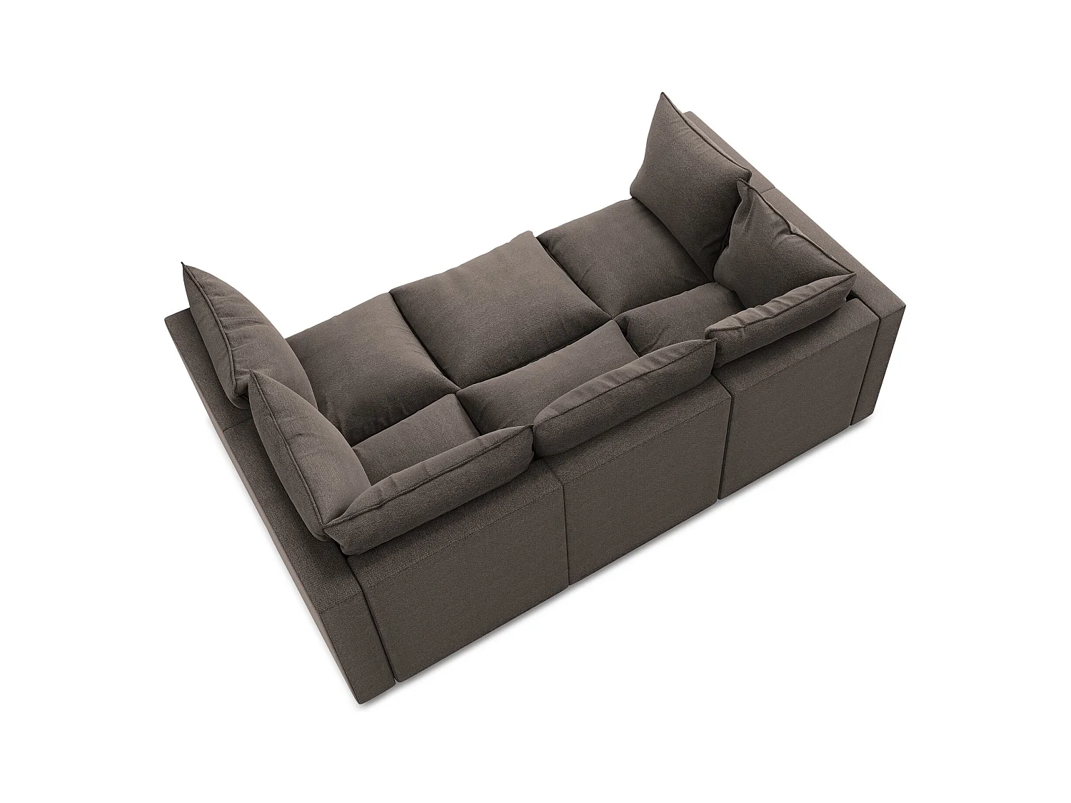 Canapé modulable 3 places en tissu bouclette - chocolat - MANAO