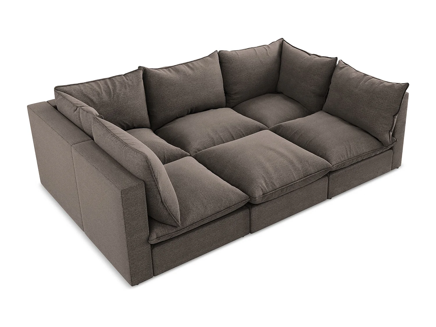 Canapé modulable 3 places en tissu bouclette - chocolat - MANAO