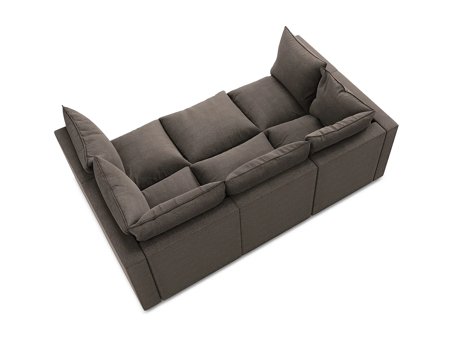 Canapé modulable 3 places en tissu bouclette - chocolat - MANAO