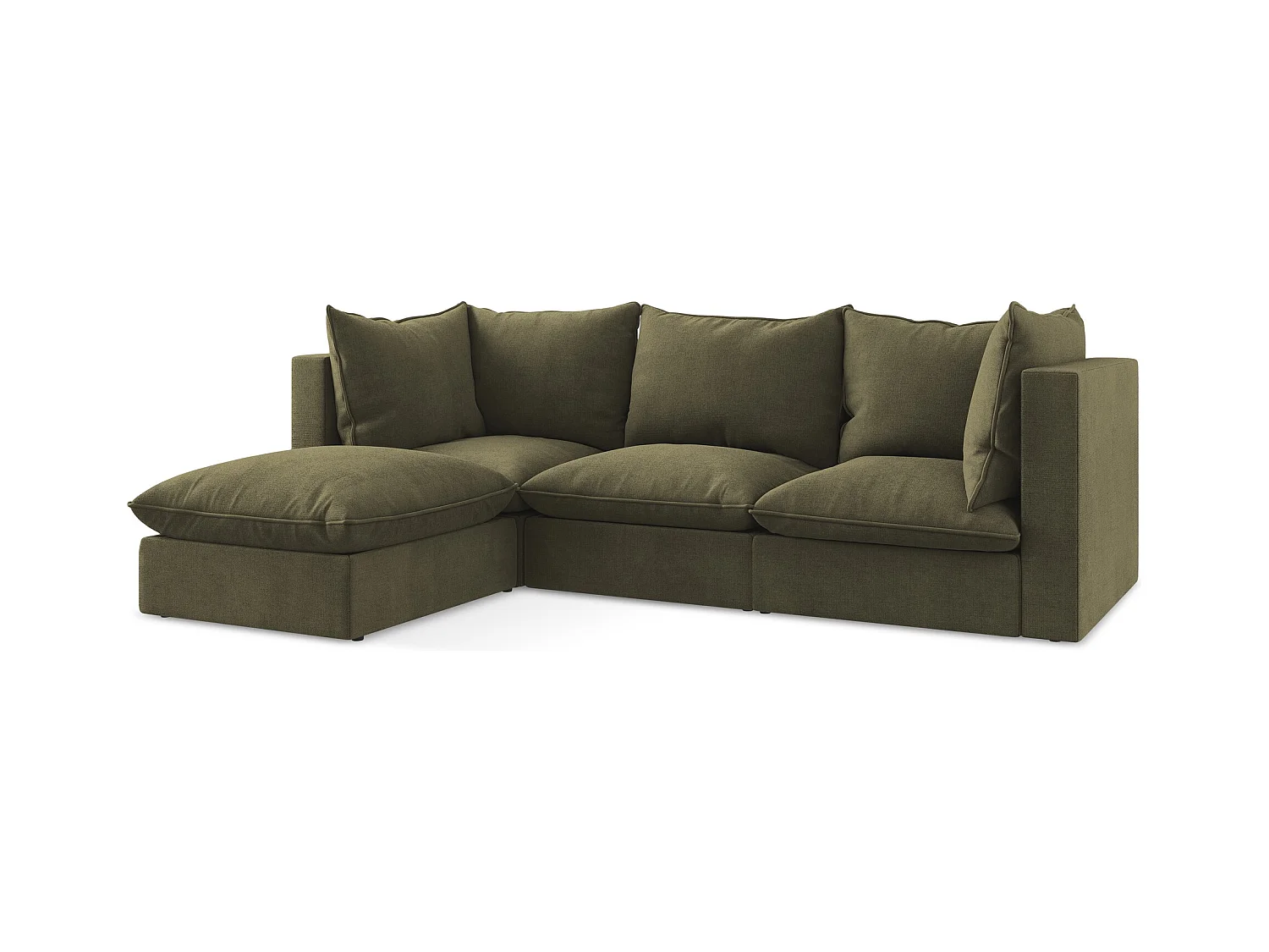 3-Sitzer Modulares Ecksofa - Ecke Links - Strukturstoff - Olive - MANAO
