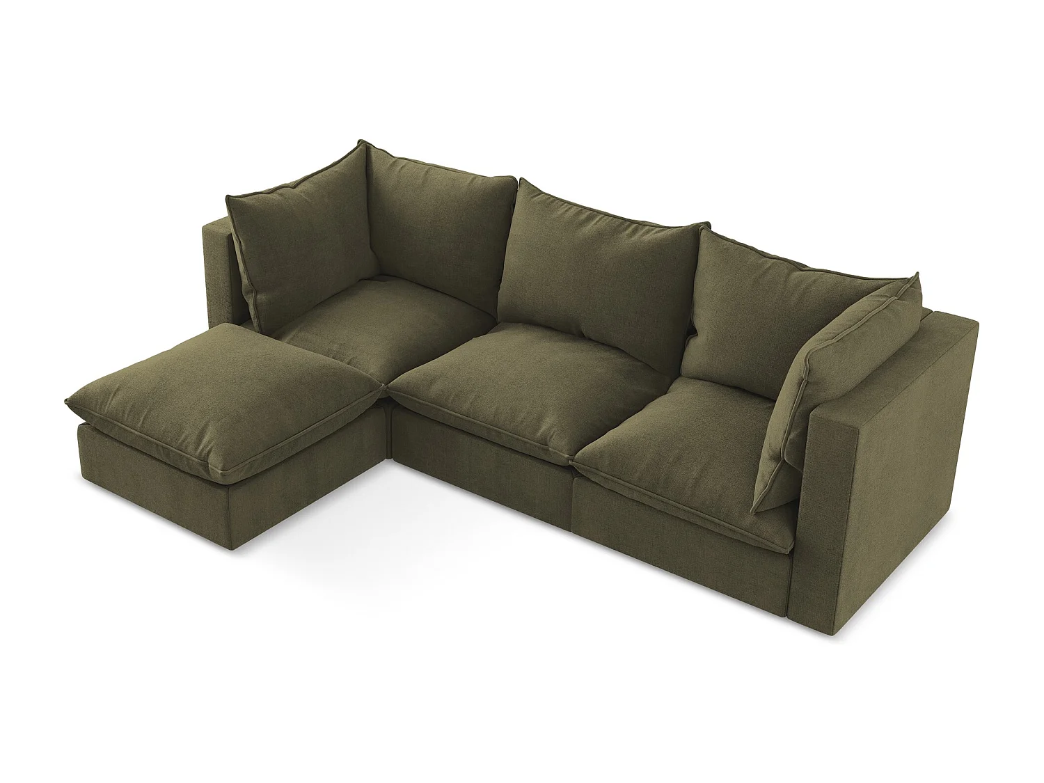 3-Sitzer Modulares Ecksofa - Ecke Links - Strukturstoff - Olive - MANAO