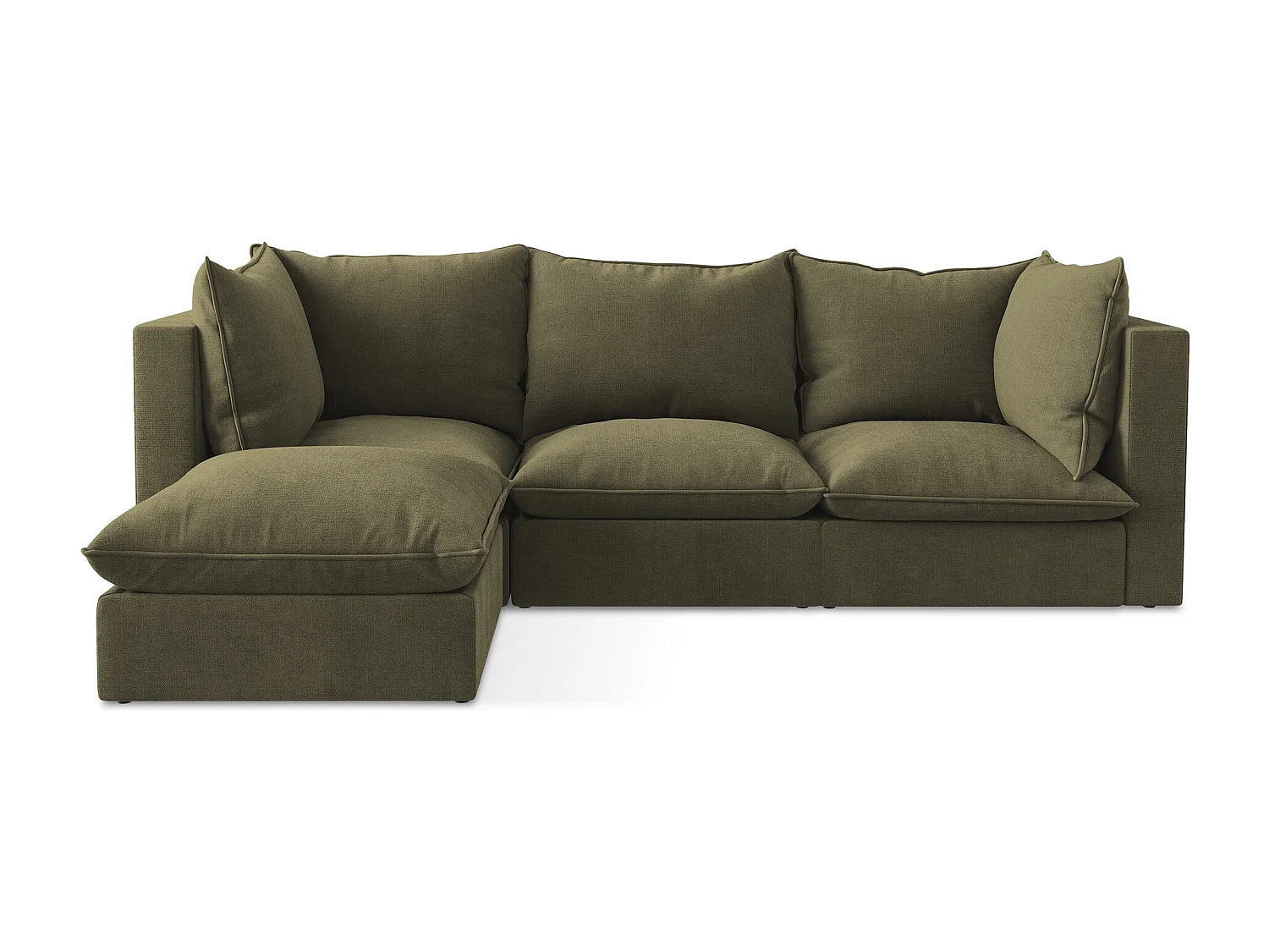 3-Sitzer Modulares Ecksofa - Ecke Links - Strukturstoff - Olive - MANAO