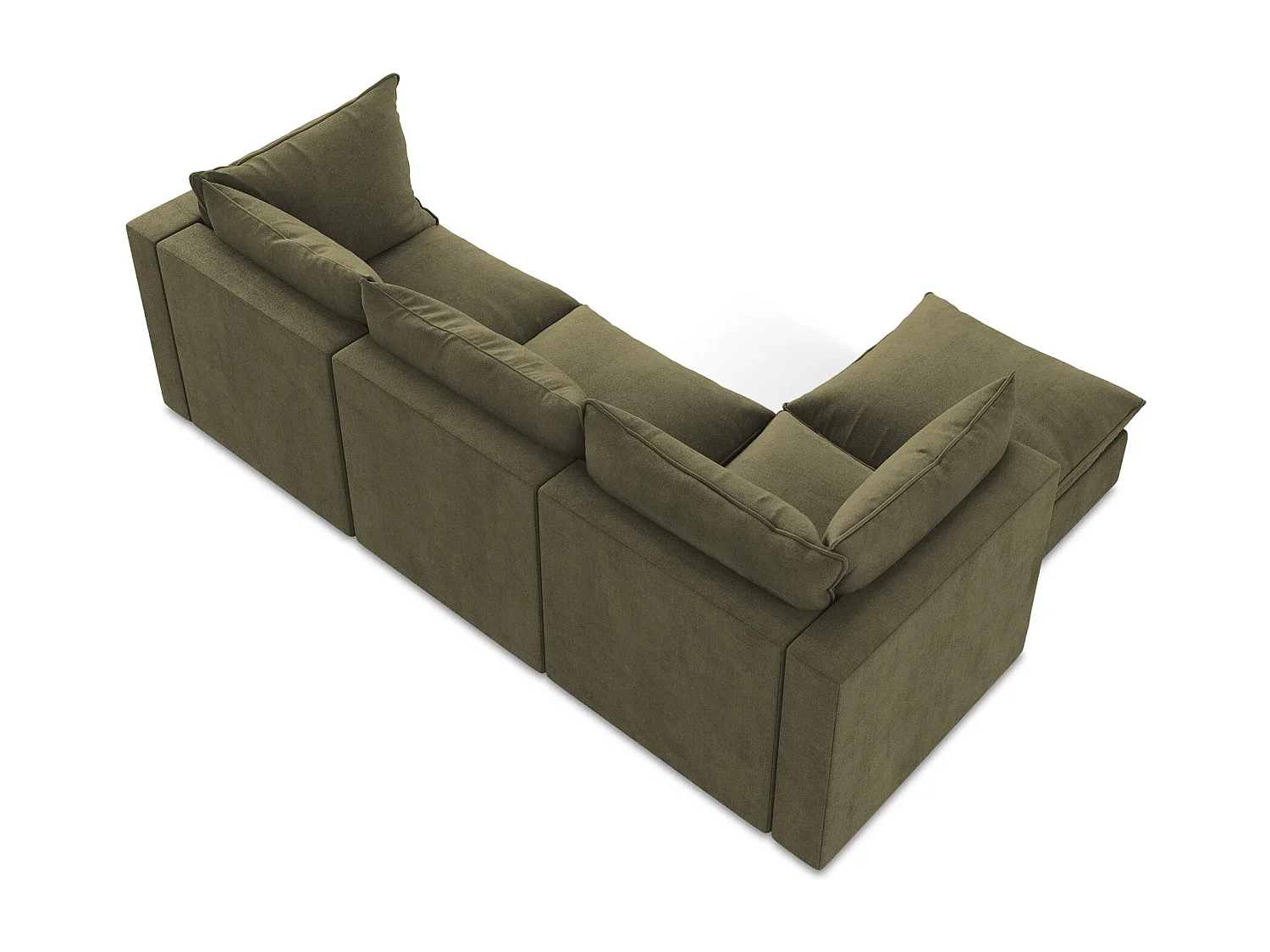 3-Sitzer Modulares Ecksofa - Ecke Links - Strukturstoff - Olive - MANAO