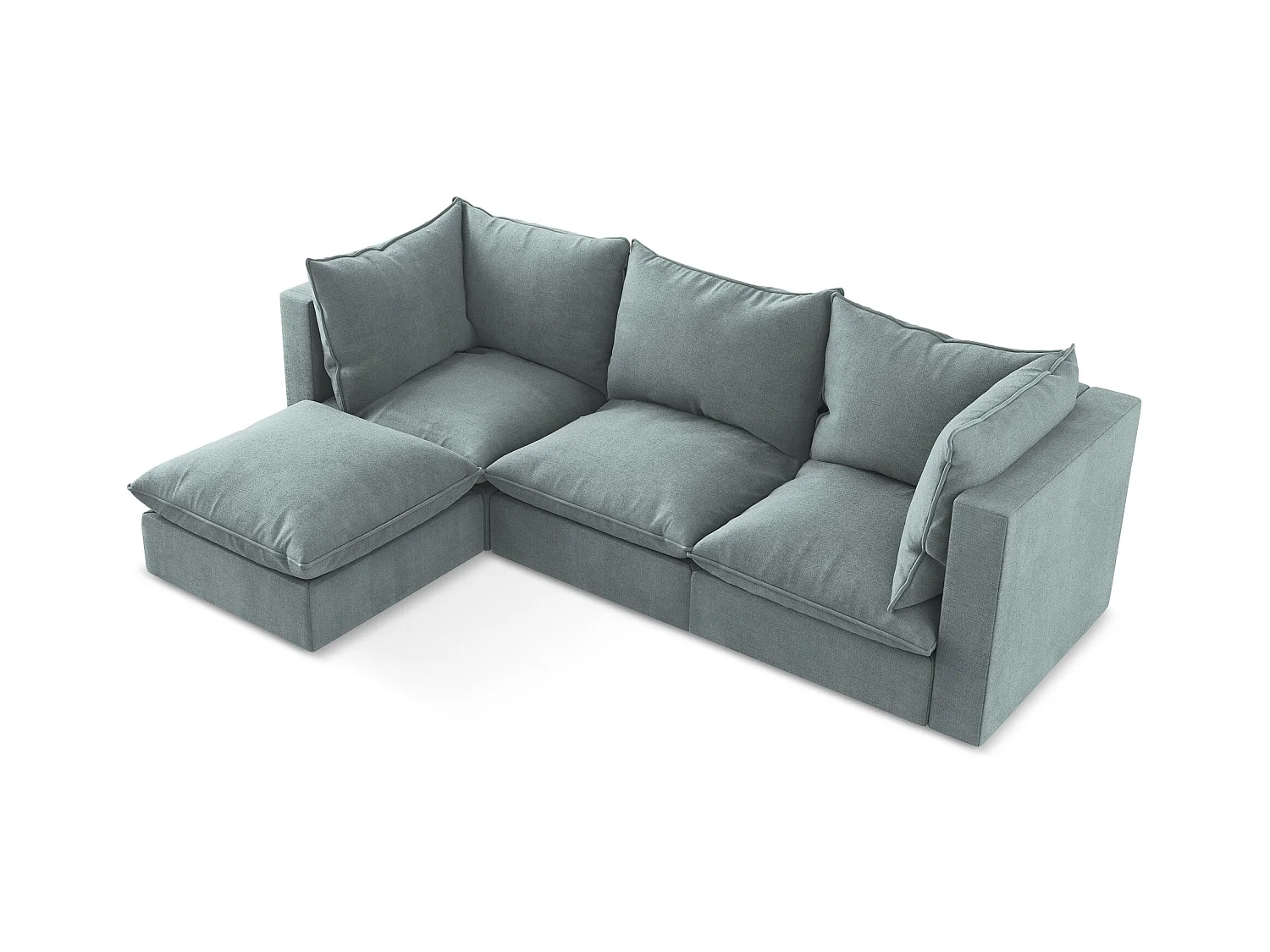 3-Sitzer Modulares Ecksofa - Ecke Links - Strukturstoff - Jeans - MANAO