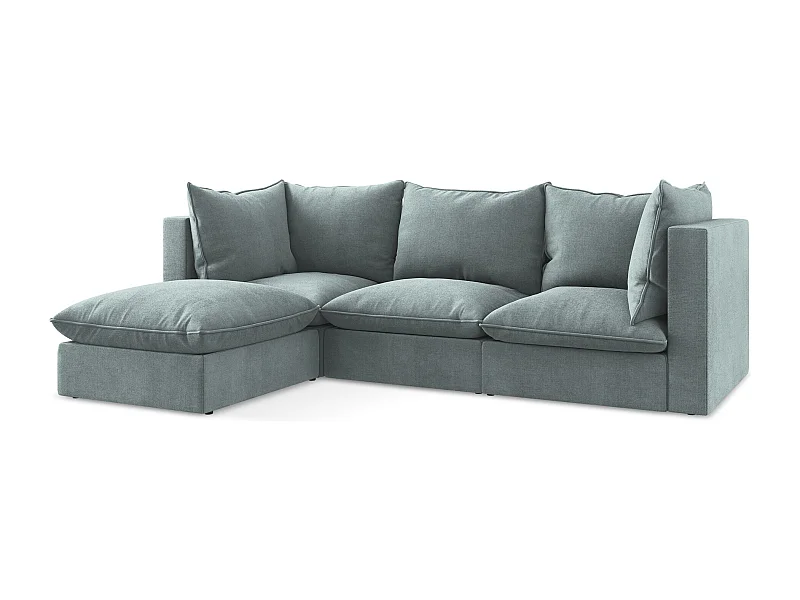 3-Sitzer Modulares Ecksofa - Ecke Links - Strukturstoff - Jeans - MANAO