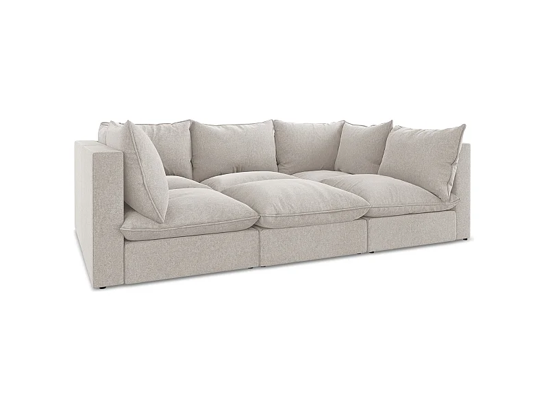 Modulares 3-Sitzer Sofa - - Samt - Hell beige - MANAO