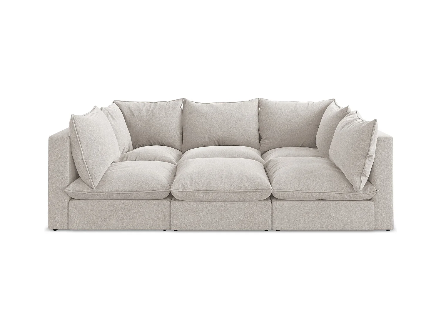 Modulares 3-Sitzer Sofa - - Samt - Hell beige - MANAO