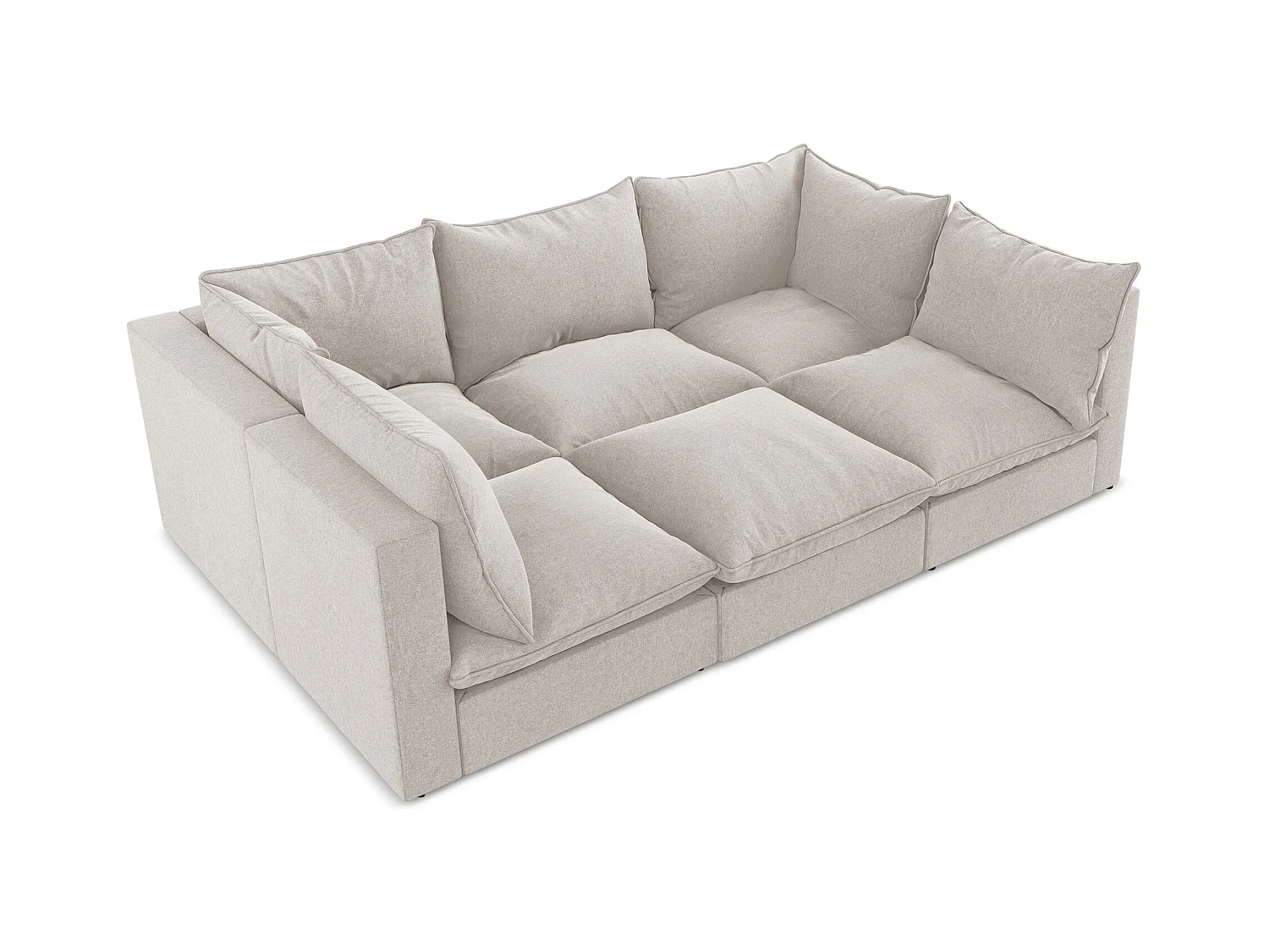 Modulares 3-Sitzer Sofa - - Samt - Hell beige - MANAO