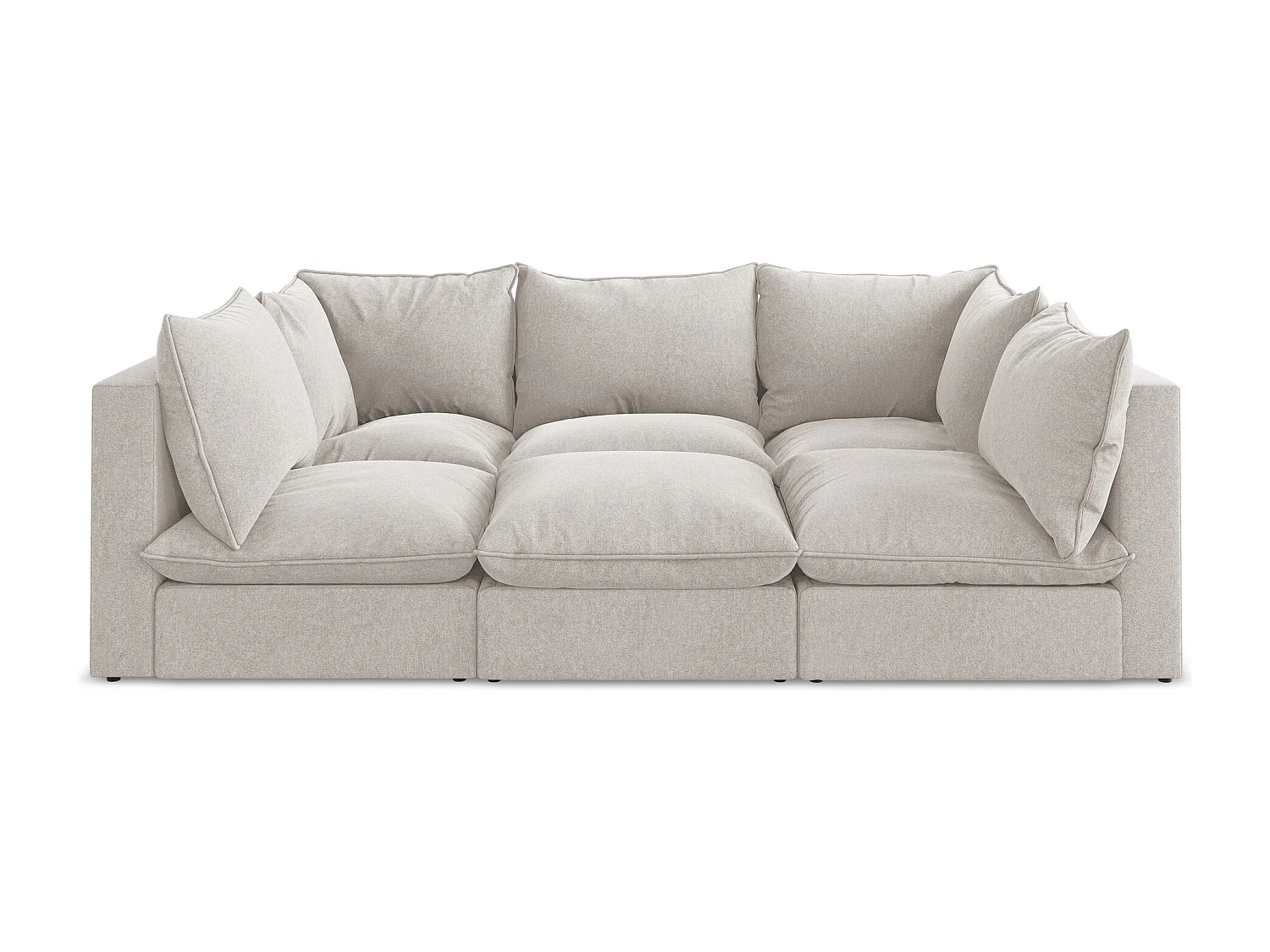 Modulares 3-Sitzer Sofa - - Samt - Hell beige - MANAO