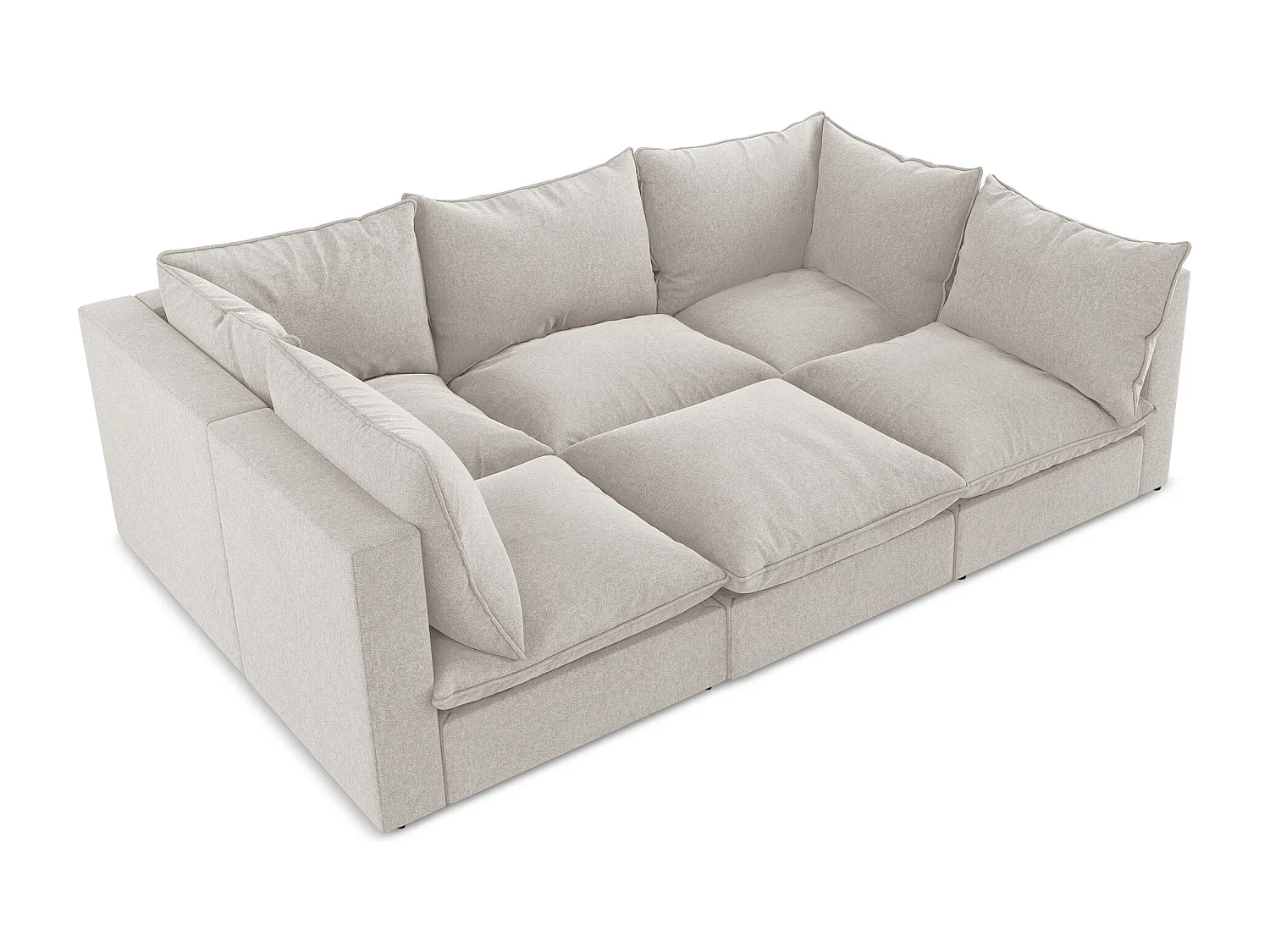Modulares 3-Sitzer Sofa - - Samt - Hell beige - MANAO