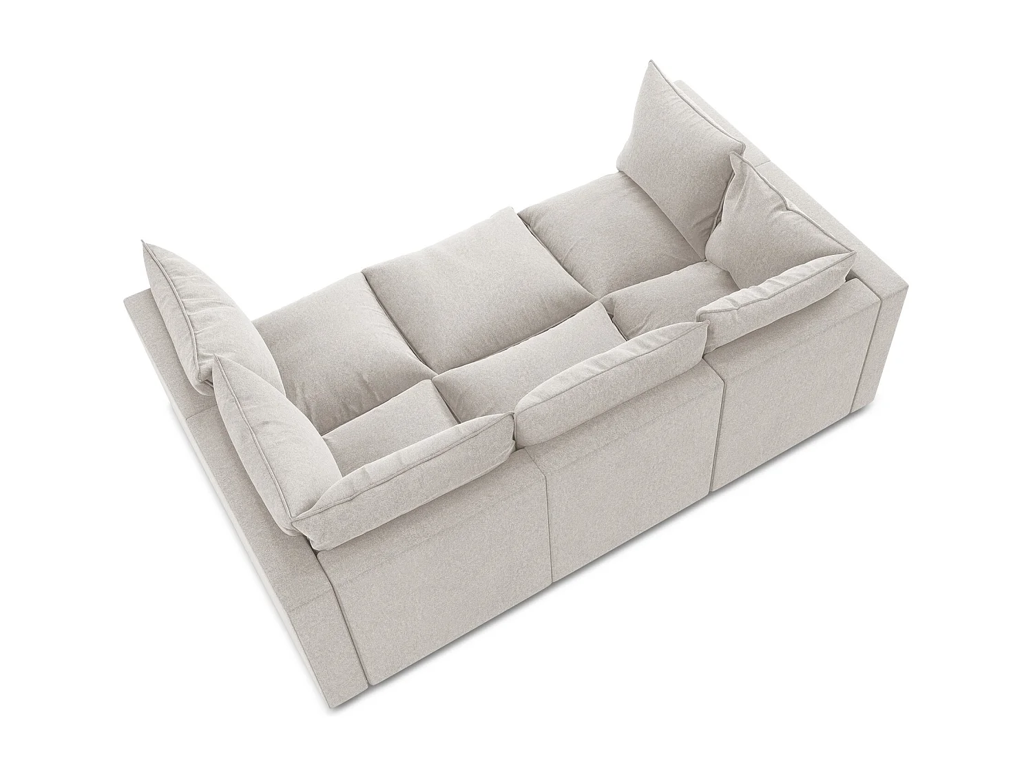 Modulares 3-Sitzer Sofa - - Samt - Hell beige - MANAO