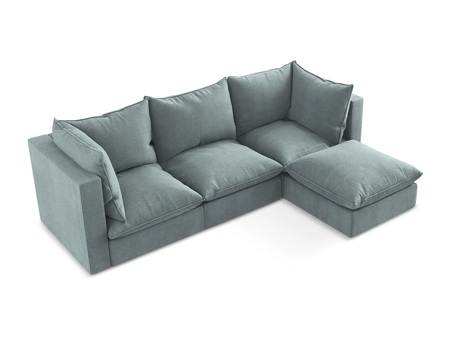 Narożnik prawostronny - z tkaniny strukturalnej - jeans - MANAO