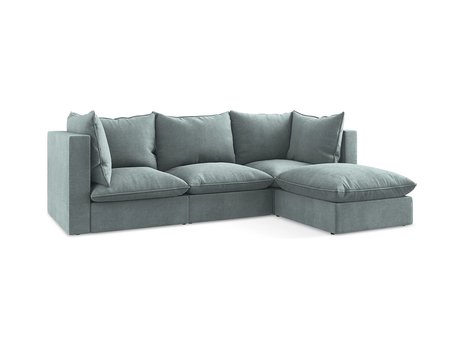 3-Sitzer Modulares Ecksofa - Ecke Rechts - Strukturstoff - Jeans - MANAO