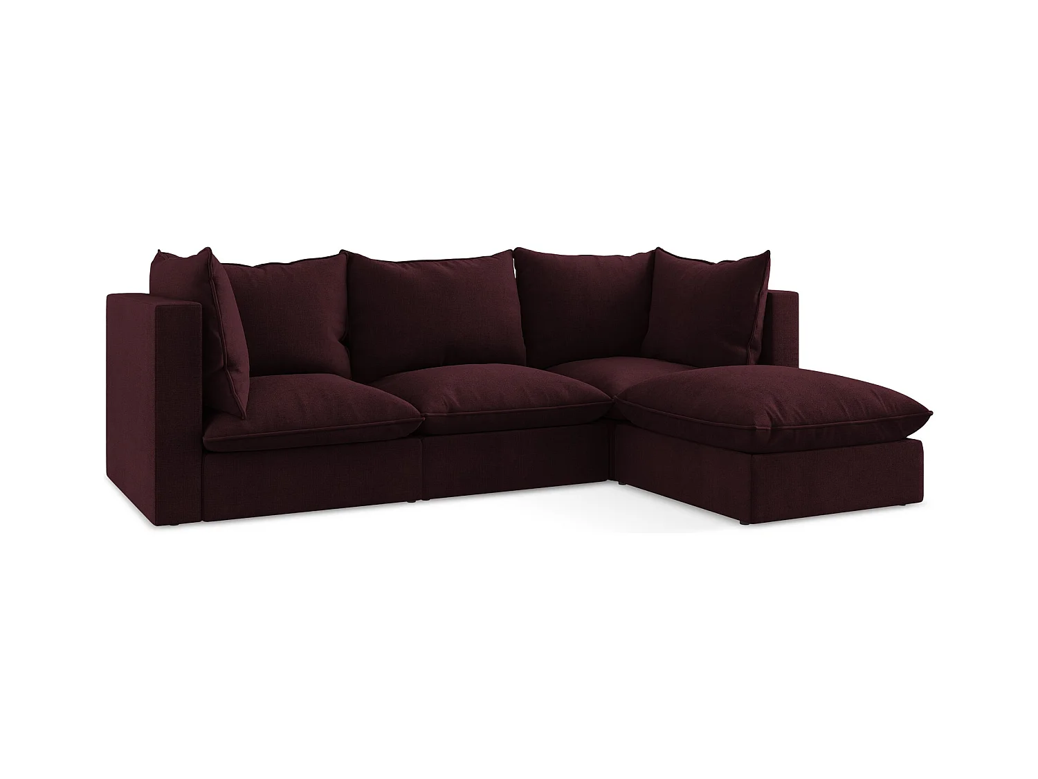 3-Sitzer Modulares Ecksofa - Ecke Rechts - Strukturstoff - Rotwein - MANAO