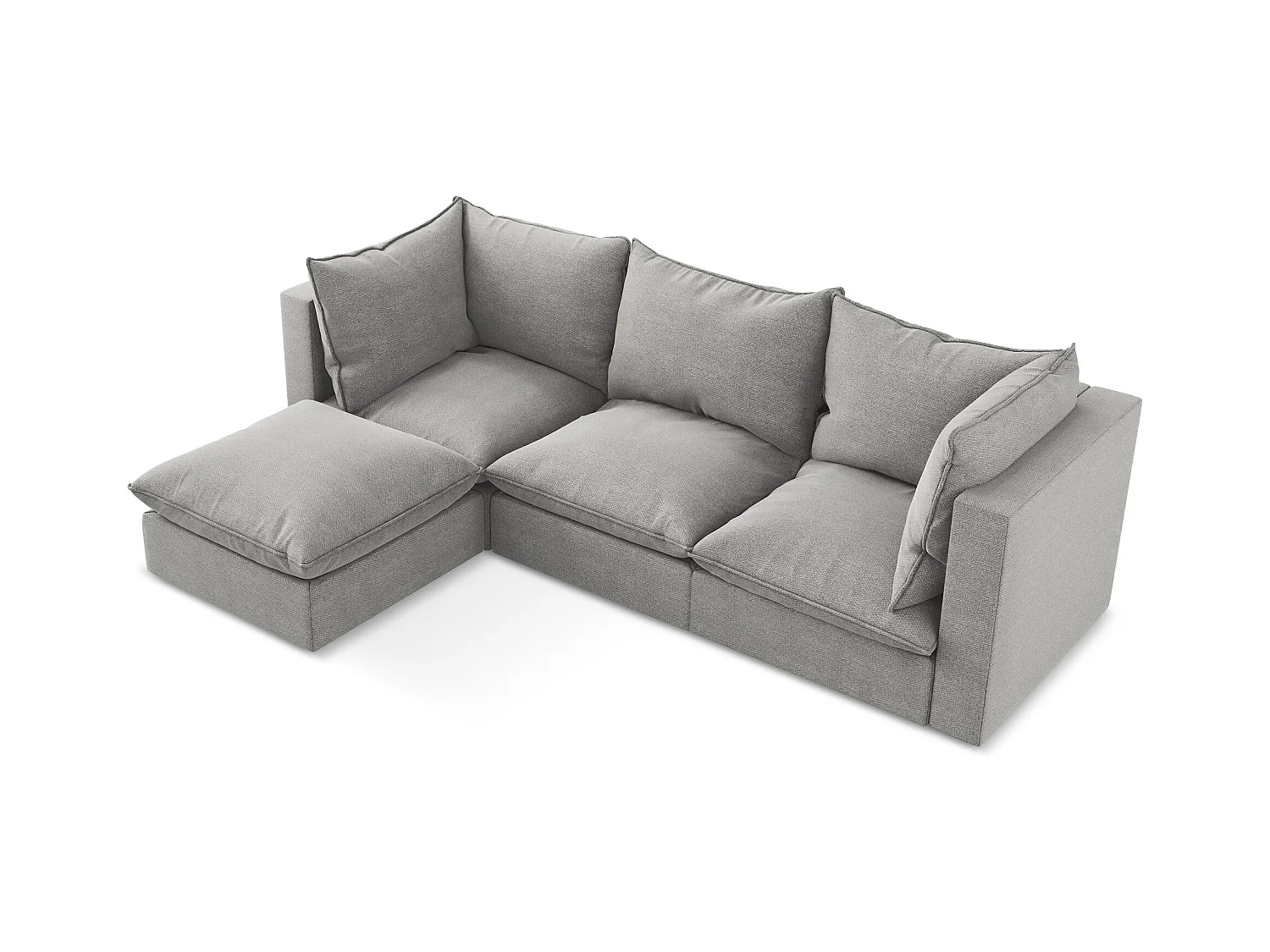 Narożnik lewostronny - z tkaniny bouclé - jasny szary - MANAO