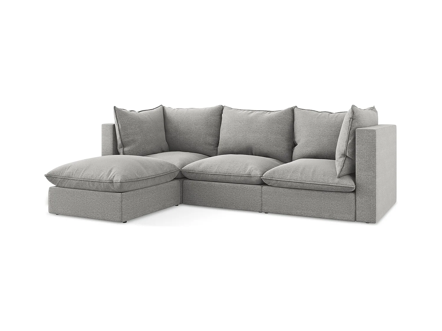 3-Sitzer Modulares Ecksofa - Ecke Links - Bouclé - Hellgrau - MANAO