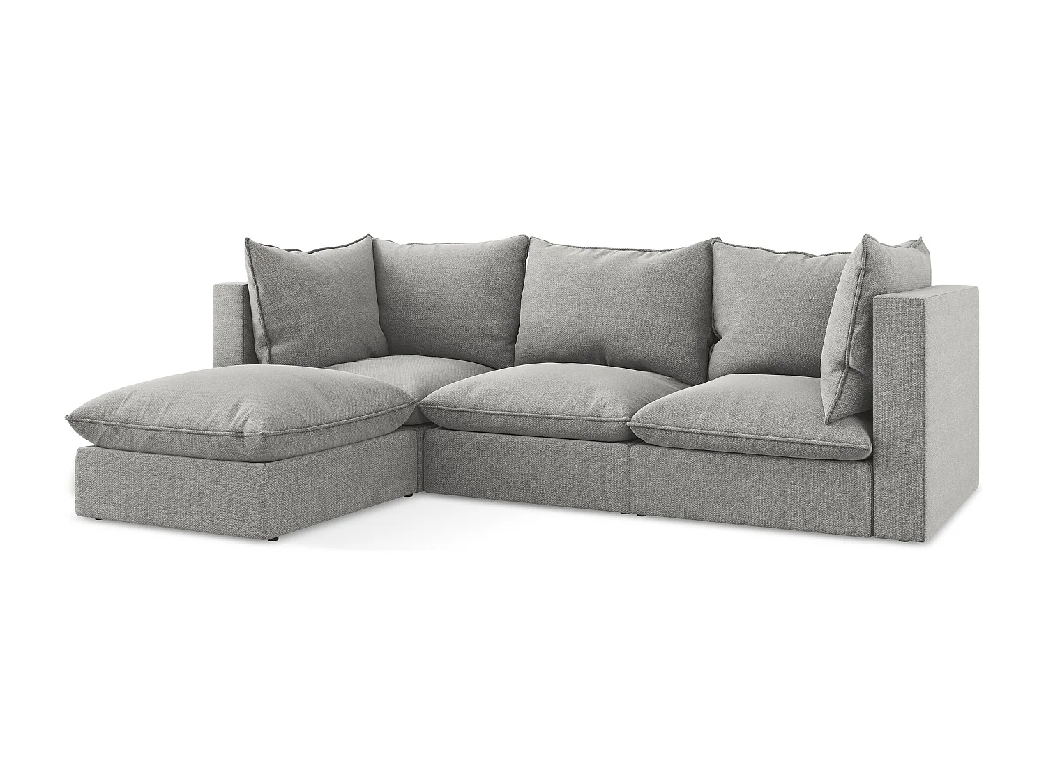 3-Sitzer Modulares Ecksofa - Ecke Links - Bouclé - Hellgrau - MANAO