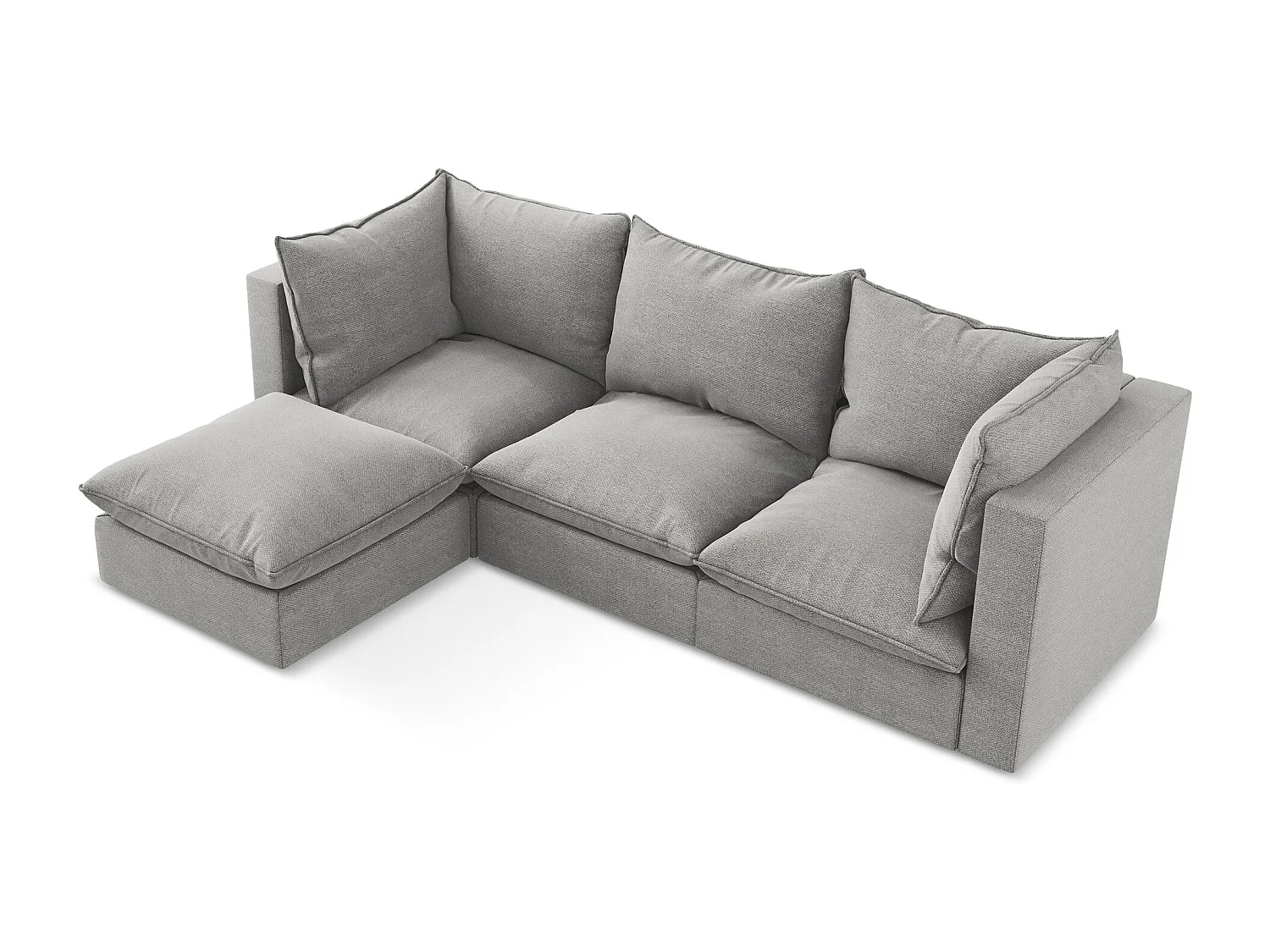 3-Sitzer Modulares Ecksofa - Ecke Links - Bouclé - Hellgrau - MANAO