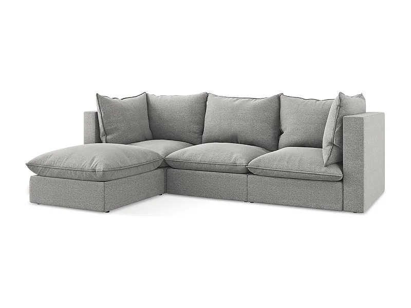 3-Sitzer Modulares Ecksofa - Ecke Links - Bouclé - Hellgrau - MANAO