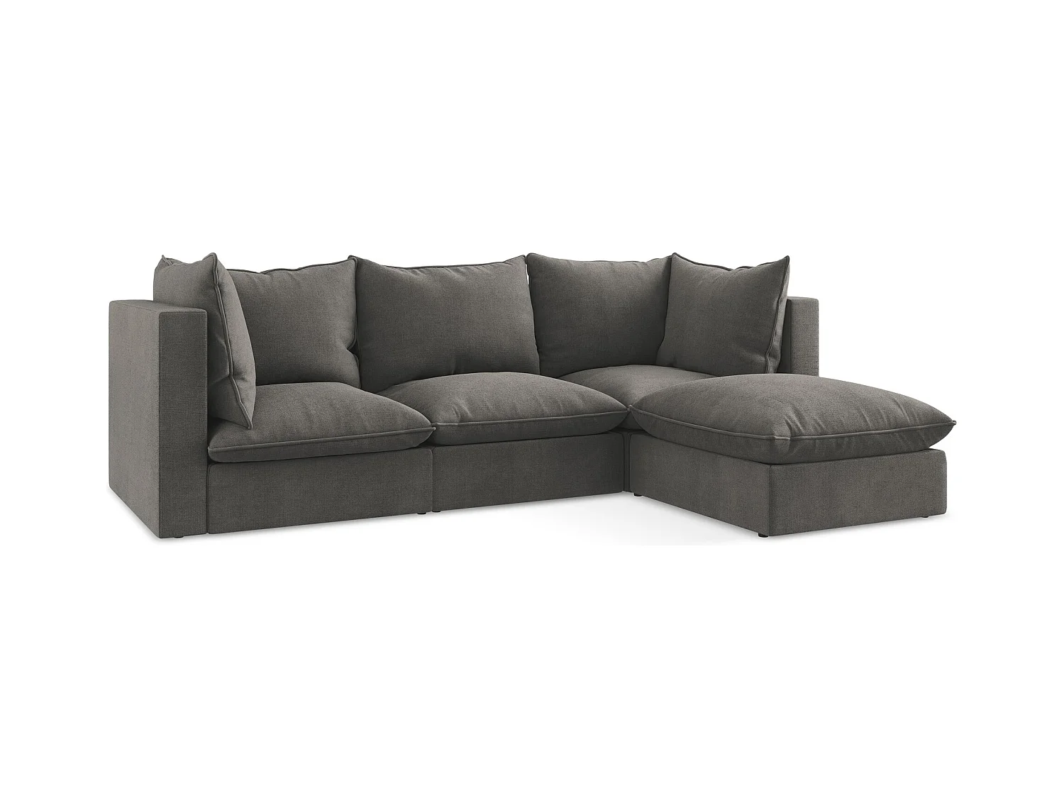 3-Sitzer Modulares Ecksofa - Ecke Rechts - Strukturstoff - Dunkelgrau - MANAO