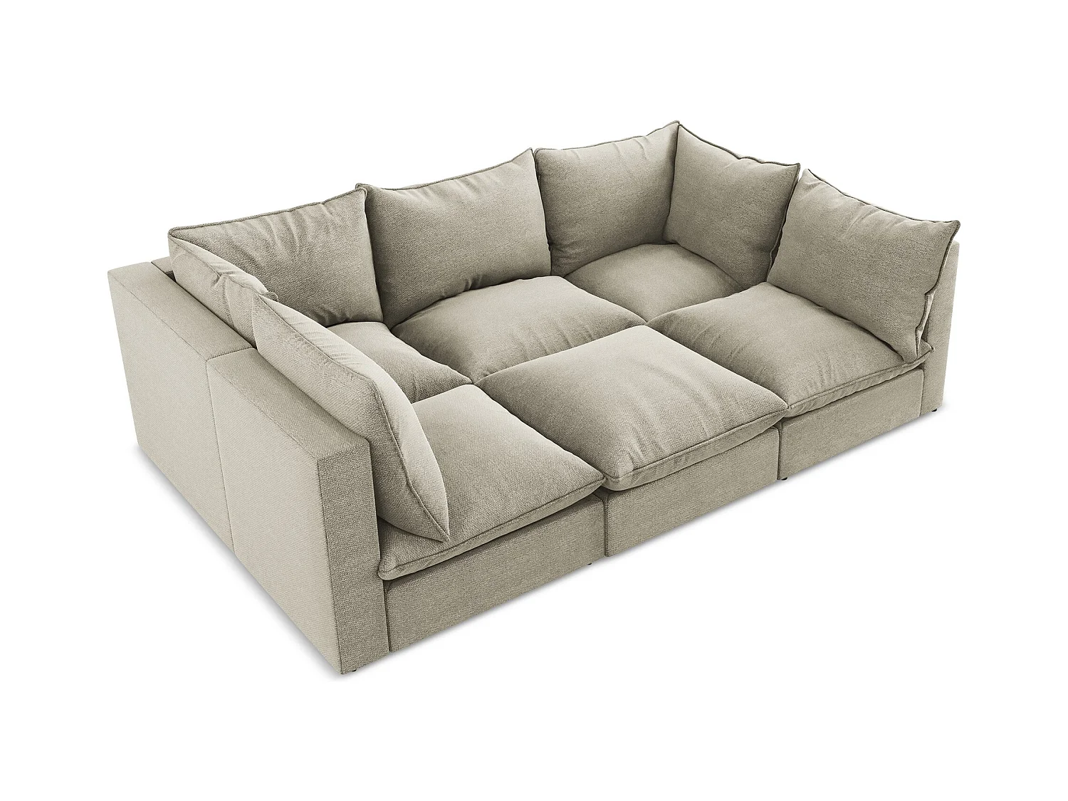 Canapé modulable 3 places en tissu bouclette - taupe - MANAO