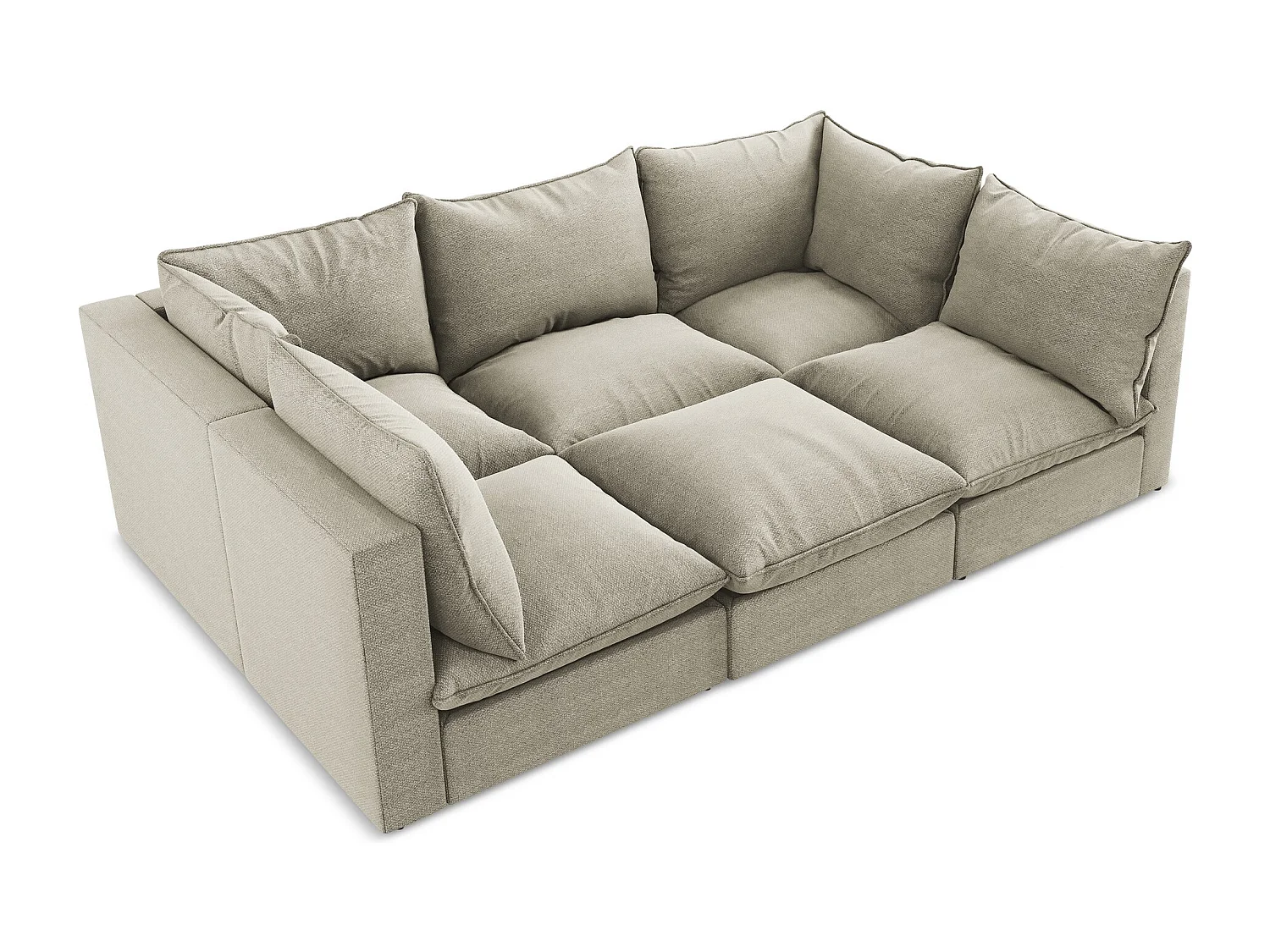 Canapé modulable 3 places en tissu bouclette - taupe - MANAO