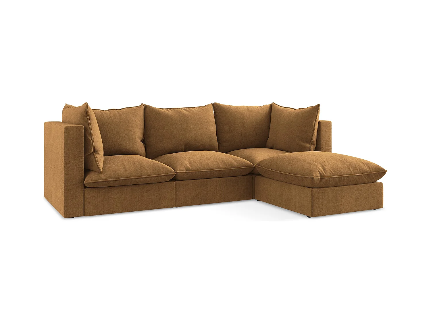 3-Sitzer Modulares Ecksofa - Ecke Rechts - Strukturstoff - Terrakotta - MANAO
