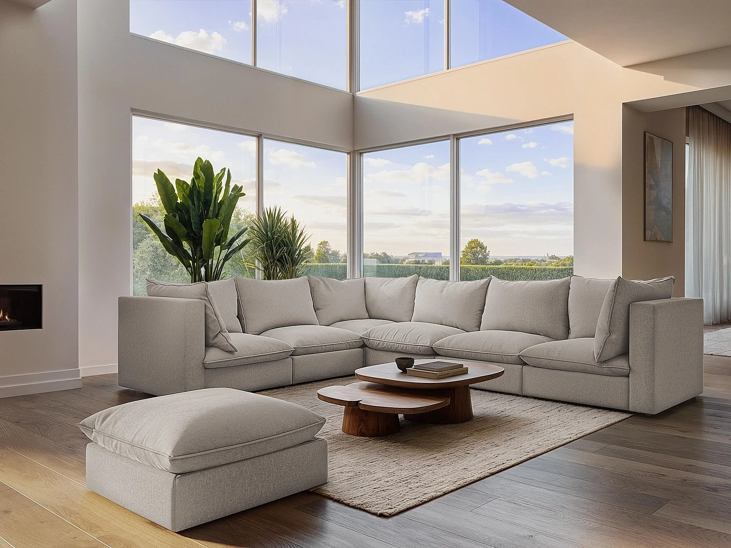 3-Sitzer Modulares Ecksofa - Ecke Rechts - Strukturstoff - Terrakotta - MANAO