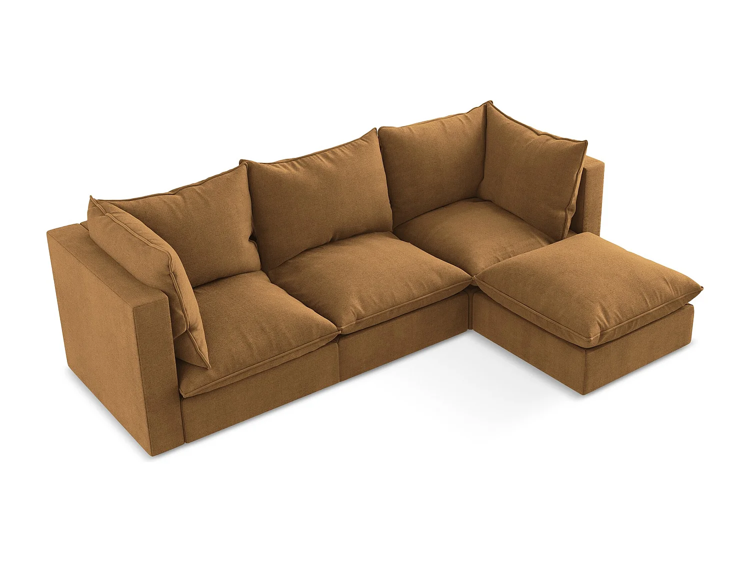 3-Sitzer Modulares Ecksofa - Ecke Rechts - Strukturstoff - Terrakotta - MANAO