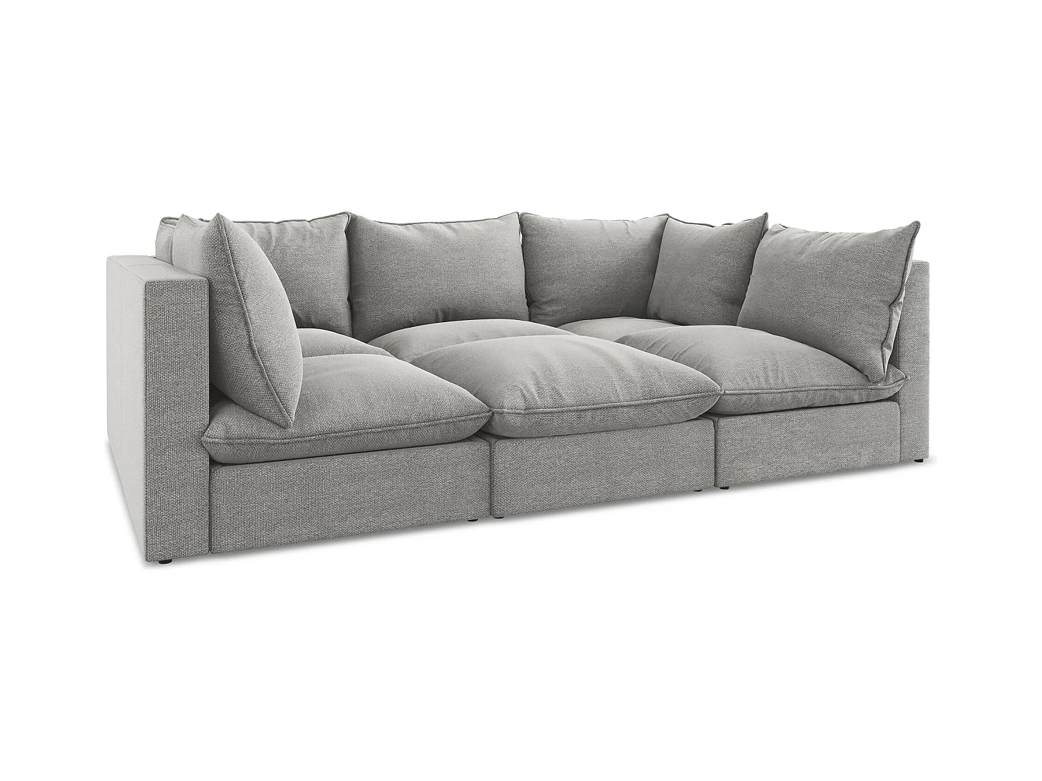 Canapé modulable 3 places en tissu bouclette - gris clair - MANAO